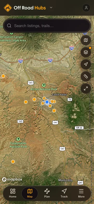The GoHubs app showing a detailed map